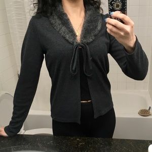 Vintage Fuzzy Soft Fur Collar Sweater Top